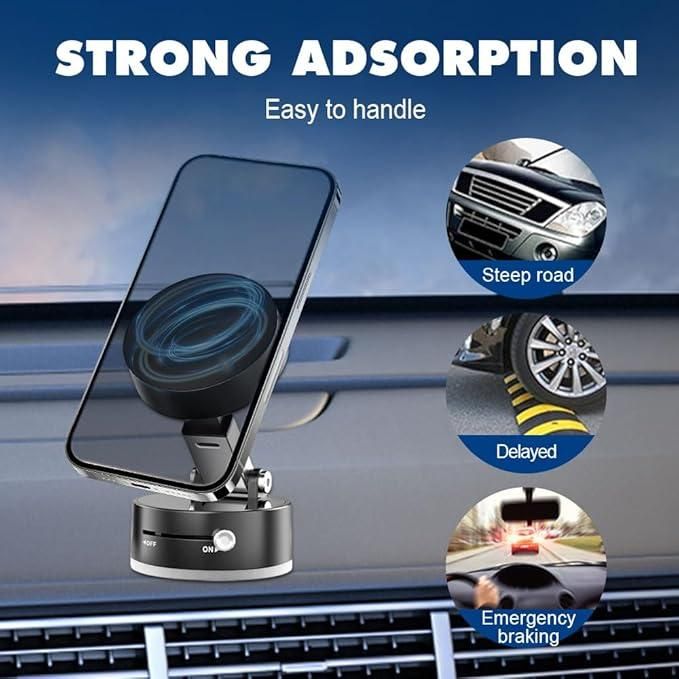 Magnetic Car Mobile Holder – Strong Grip Vacuum Suction Phone Mount (Black)