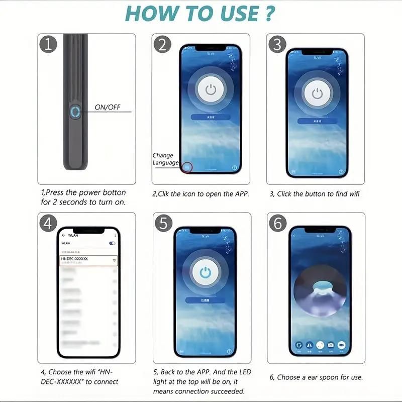 Smart Visual Ear Wax Cleaner with HD Camera | WiFi Otoscope with USB-C Charging