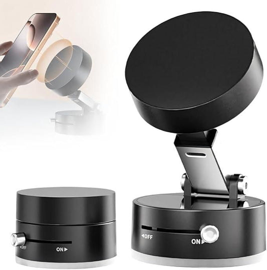 Magnetic Car Mobile Holder – Strong Grip Vacuum Suction Phone Mount (Black)