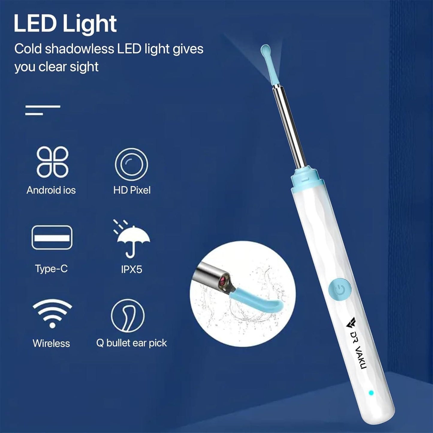 Smart Visual Ear Wax Cleaner with HD Camera | WiFi Otoscope with USB-C Charging